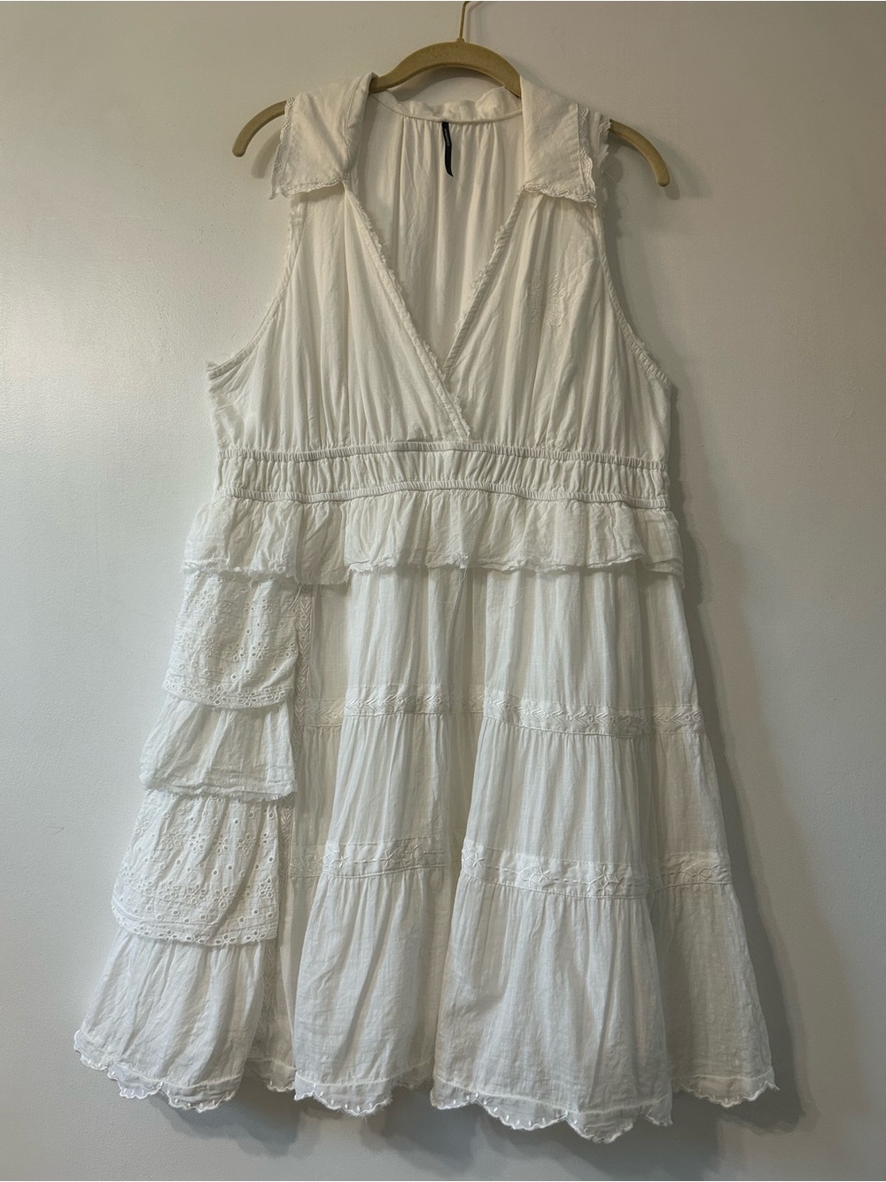 Anthropologie Collared Halter Tiered Ruffle Mini Dress Feminine Romantic Flirty
